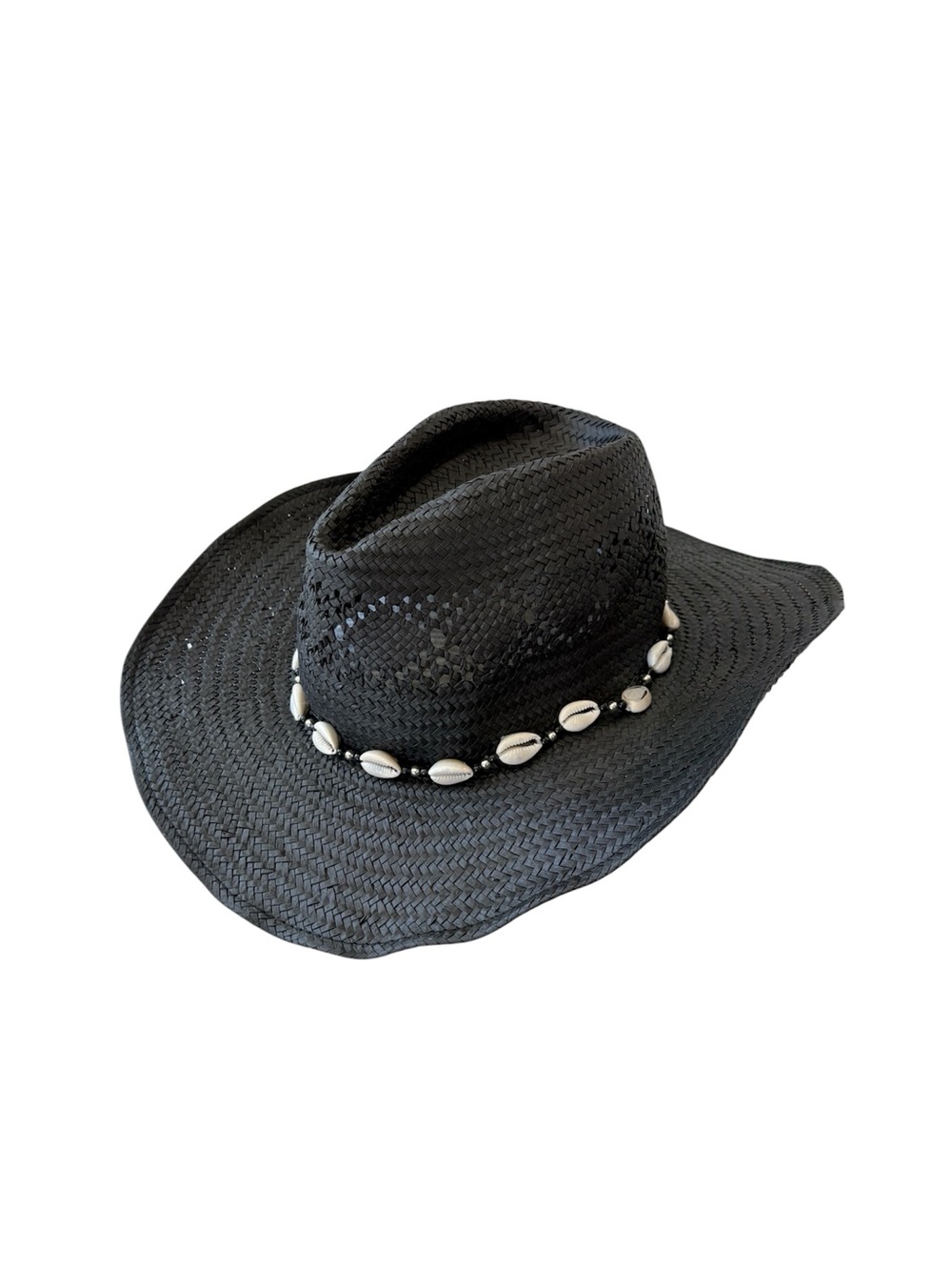 Peter Grimm Black Straw Cowboy Hat with Shell Accent